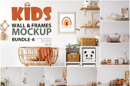 Kids Frames & Wall Mockup Bundle - 6, a Print Template by Yuri-U