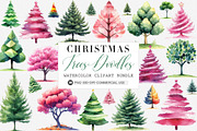 Christmas Tree Clipart, an Illustration by SinaCreation (Thumbnail 1 of 4)