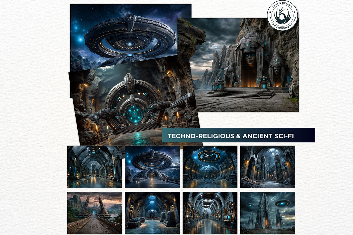 Sci-Fi Backdrops Digital Papers, a Decorative Illustration by ThatsDesignArt (Photo 7 of 14)