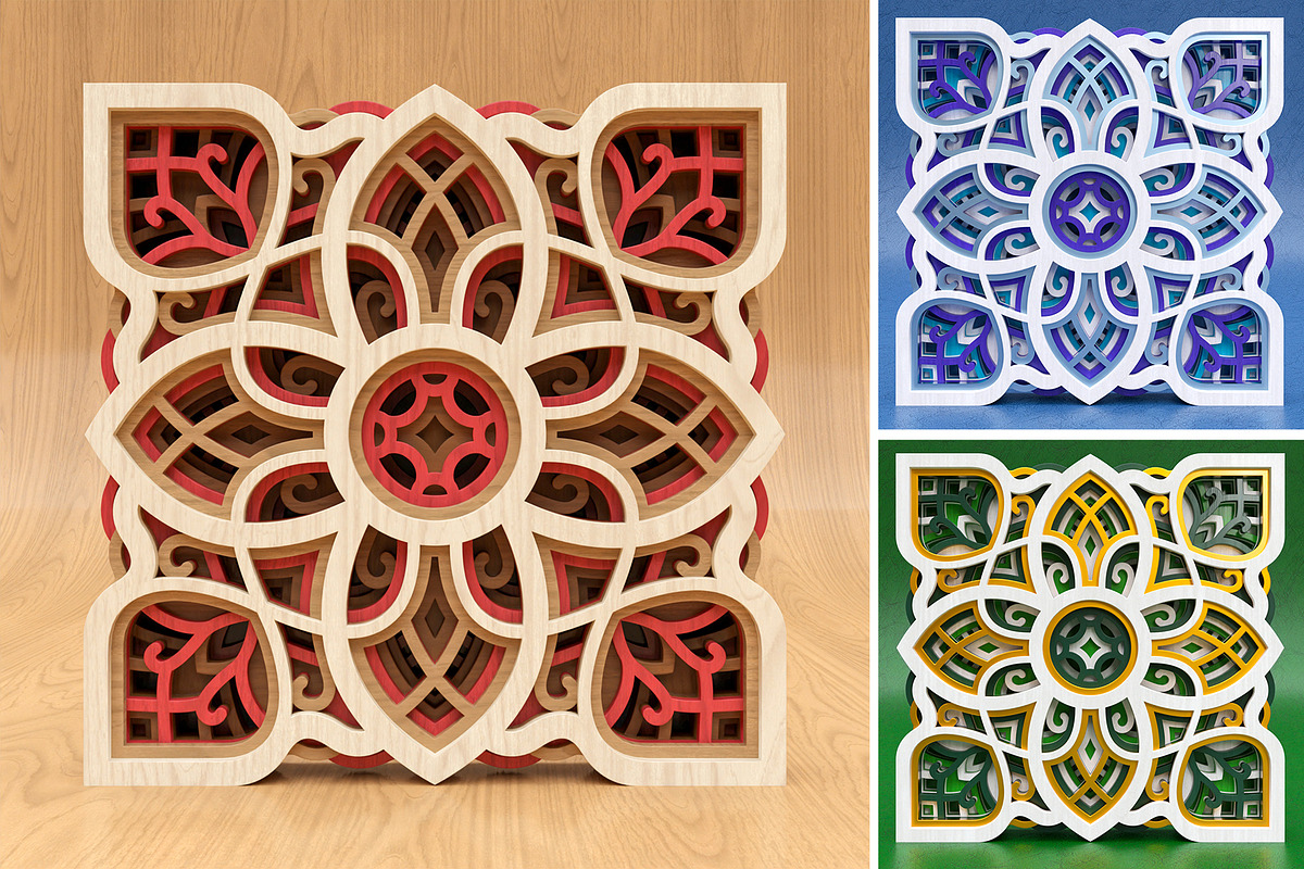 Mandala MD02 3D Layered SVG Cut File, an Illustration by pixaroma
