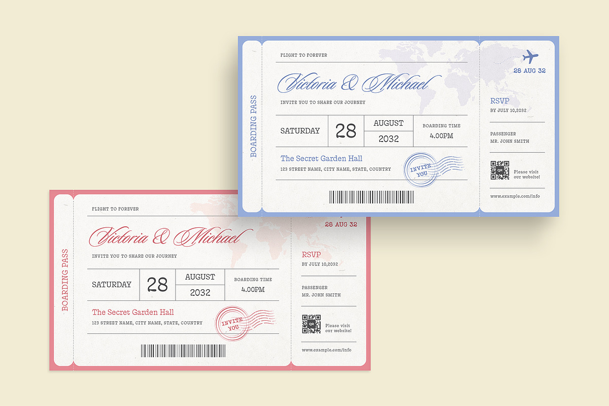 Wedding Boarding Pass Invitation Tem, a Stationery Template by BrandPacks (Photo 4 of 5)