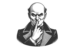 Stern Man Gesturing Silence vector, a Person Illustration by AlexArt