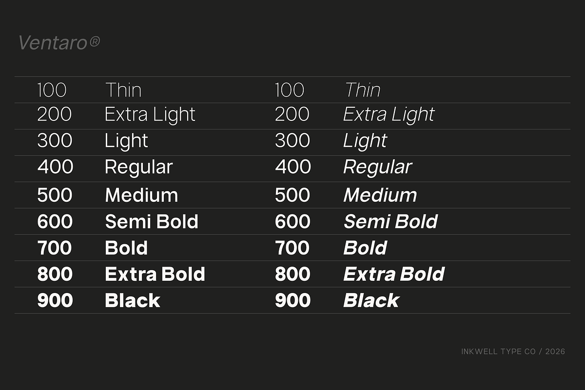 Ventaro — Extended Sans Serif, a Sans Serif Font by InkwellTypeCo (Photo 4 of 12)