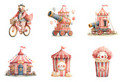 Cute Circus Clipart, an Illustration by SinaCreation (Thumbnail 4 of 10)