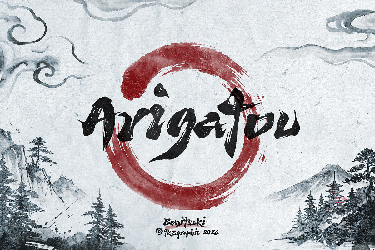 Benitsuki - Display Brush Font, a Handwritten Font by tkzgraphic (Photo 10 of 10)