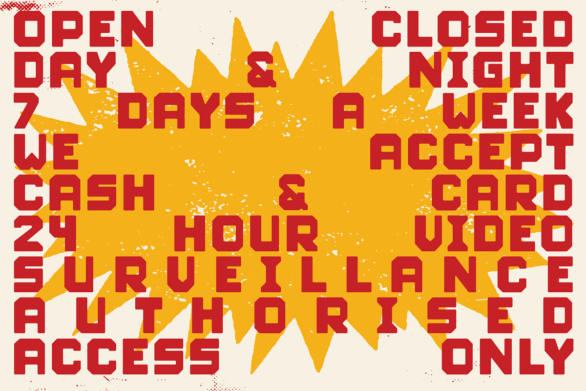 Service Sans | Retro Blocky Font, a Sans Serif Font by HeyAidan (Photo 6 of 7)