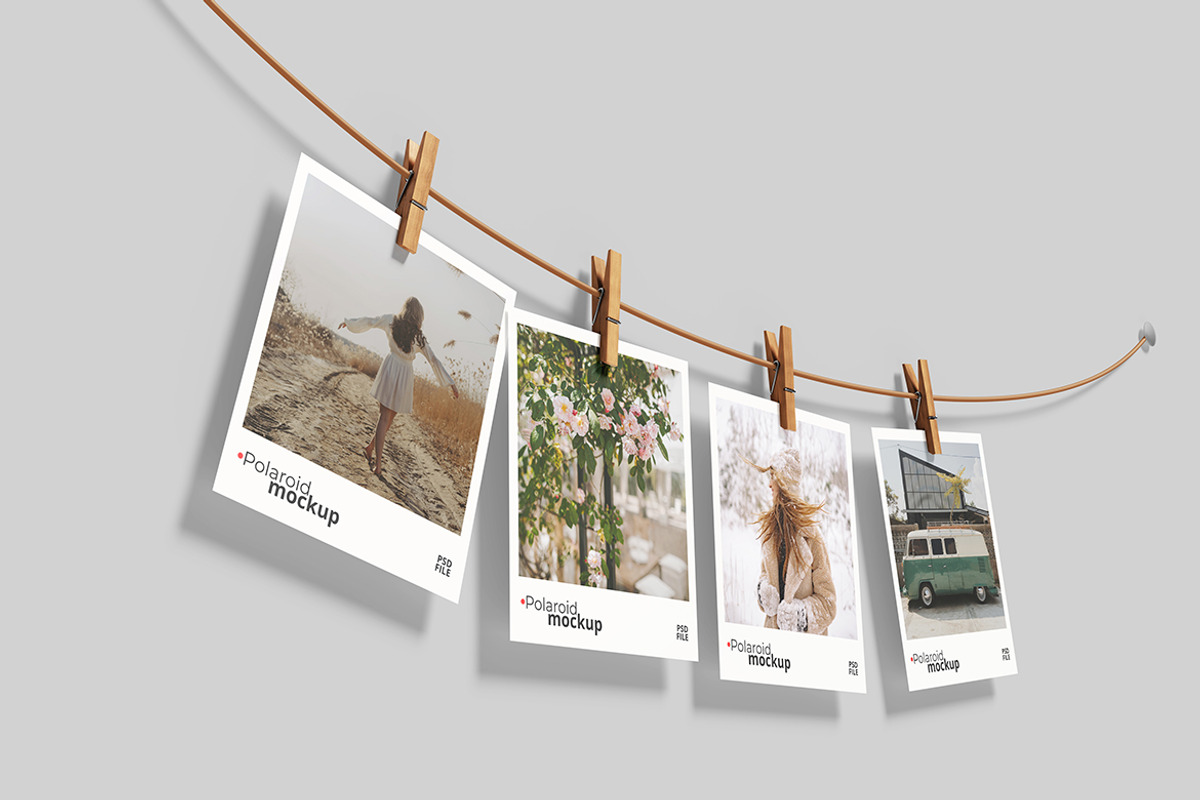 Hanging Polaroid Set Mockup, a Product Mockup by bimockup (Photo 4 of 6)