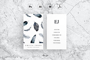 Watercolor feather business card, a Card Template by MH Design Template (Thumbnail 1 of 6)
