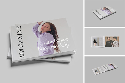 Landscape Magazine and Book Mockup, a Books & Magazine Mockup by Pikachudesign