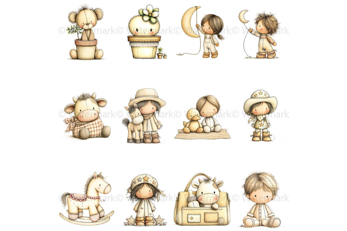 Cowgirl Baby Shower Clipart Set, a Decorative Illustration by Nicole Branger Art (Photo 9 of 23)