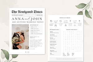 Wedding Newspaper Program Template