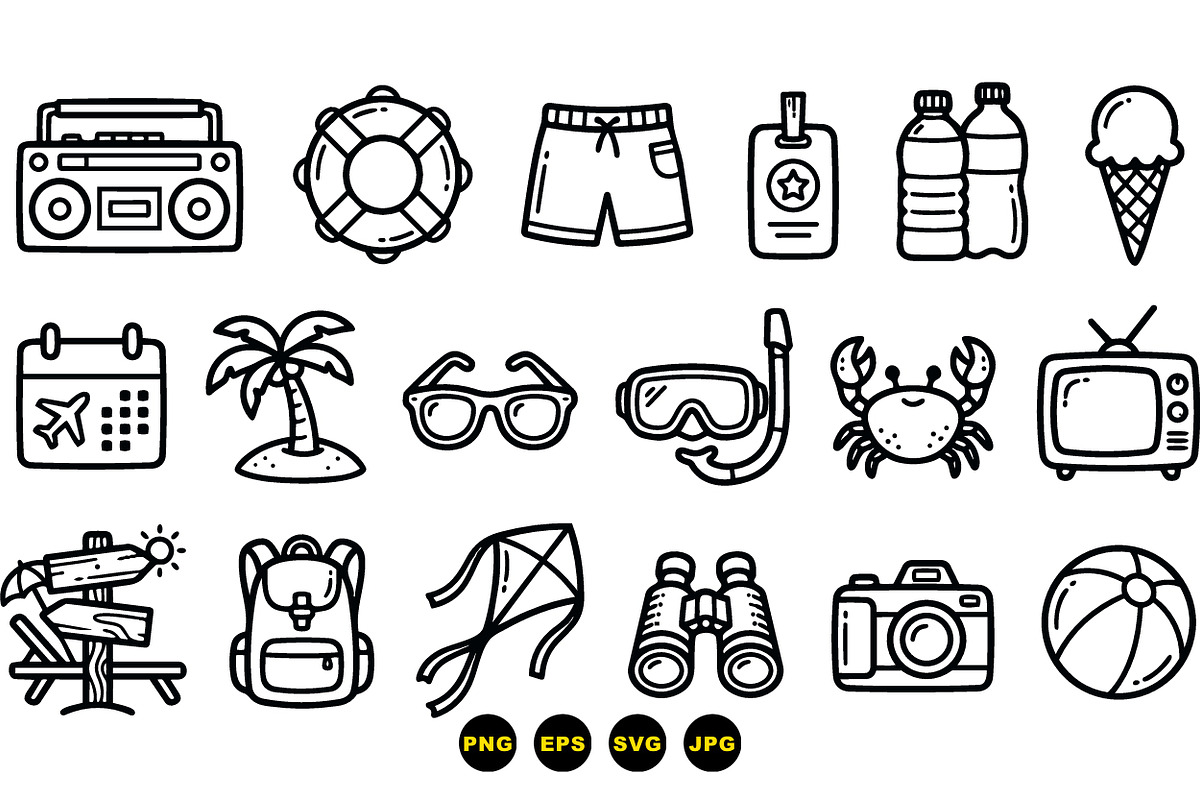 Summer Vacation Icon Set, an Illustration by designvectx (Photo 3 of 3)