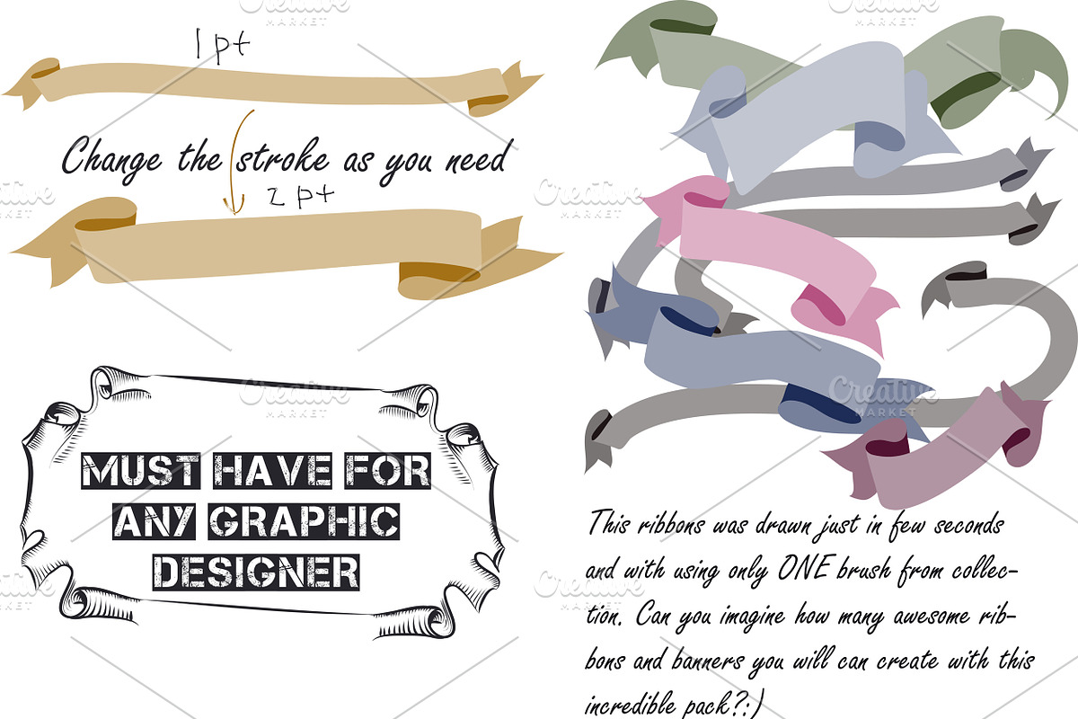 Pack of ribbon brushes preview 4