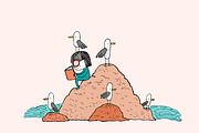 Little girl reading Collection, an Animal Illustration by Irene Loal (Thumbnail 3 of 7)