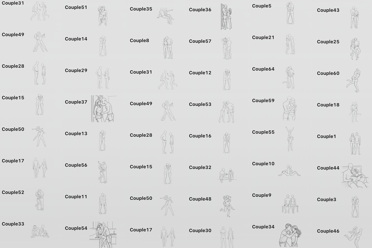 65 Couple Poses • Procreate Stamps, a Brush Add-On by Selentaori Studio (Photo 2 of 10)