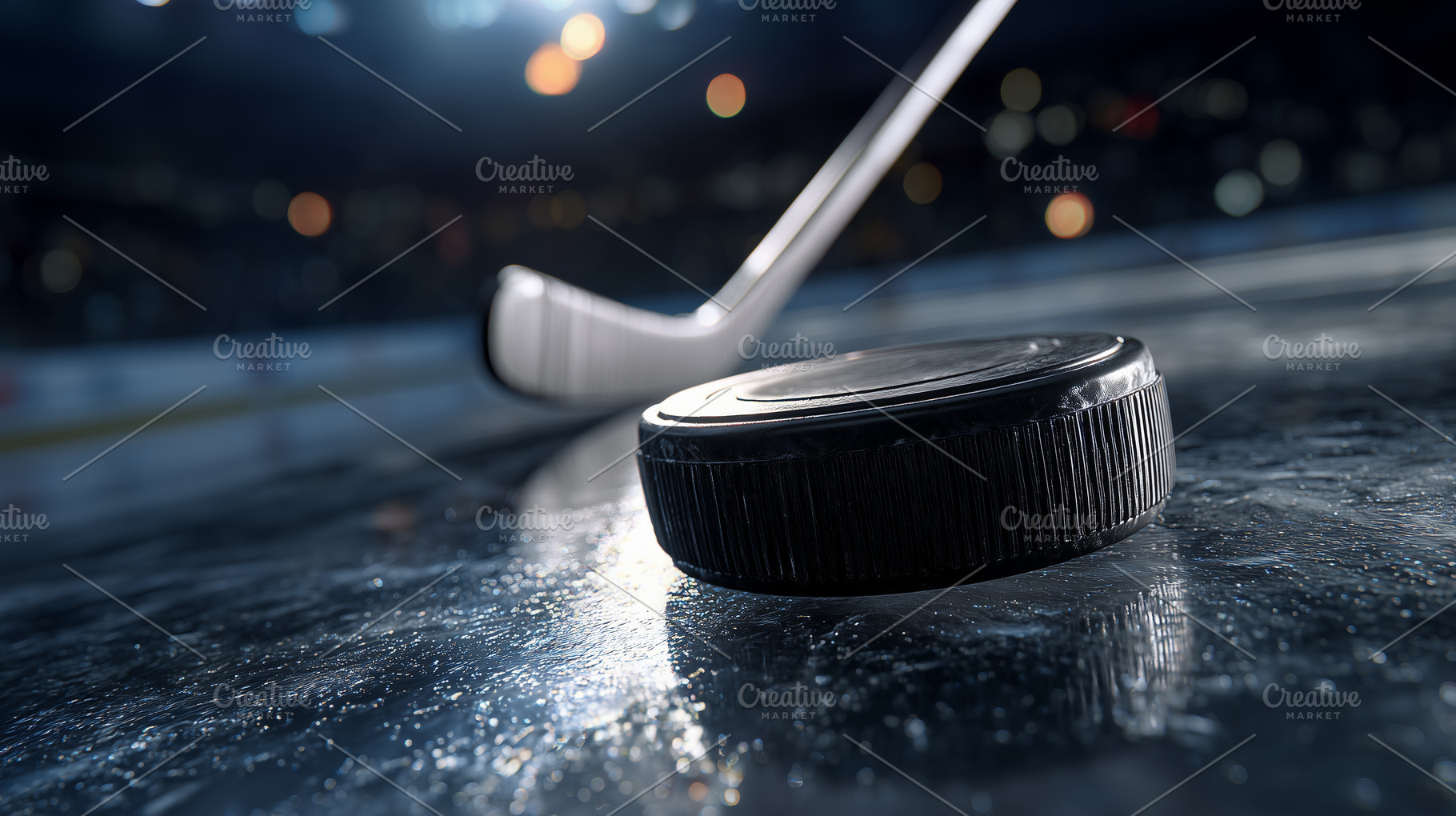 Close up of a hockey puck and stick, a Sports & Recreation Photo by MistyDay