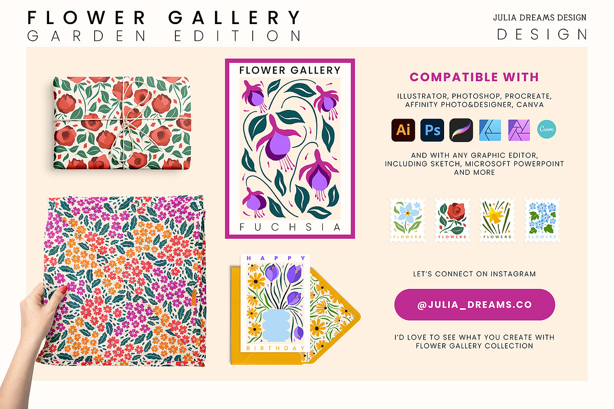 Flower Gallery Garden Edition, a Texture Illustration by Julia Dreams (Photo 10 of 10)