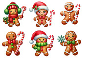 Watercolor Gingerbread Man Clipart, an Illustration by Designworld (Thumbnail 2 of 6)