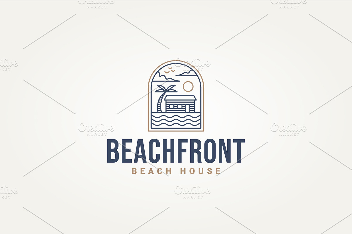 beach house real estate badge logo, a Branding & Logo Template by Blazybone