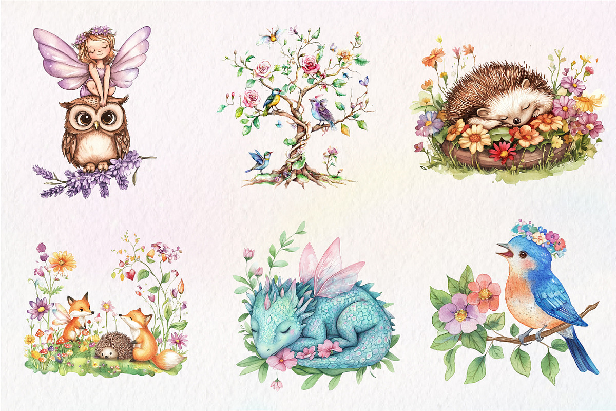 Watercolor Garden Fairies Floral, an Illustration by CreationArt (Photo 7 of 9)