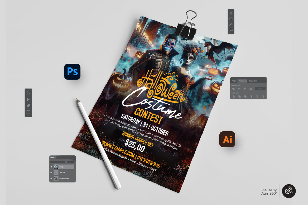 Halloween Costume Contest Bundle, a Flyer Template by Aam360 (Photo 7 of 9)