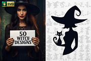 50 Halloween Witch SVG Designs, a Person Illustration by pixaroma (Thumbnail 1 of 7)