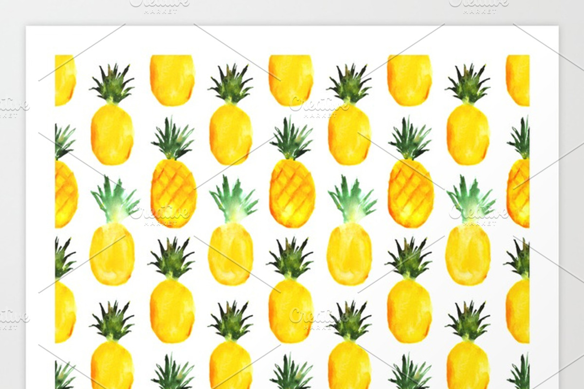Pineapples watercolor pattern, a Pattern Graphic by Katerina Tova (Photo 2 of 4)