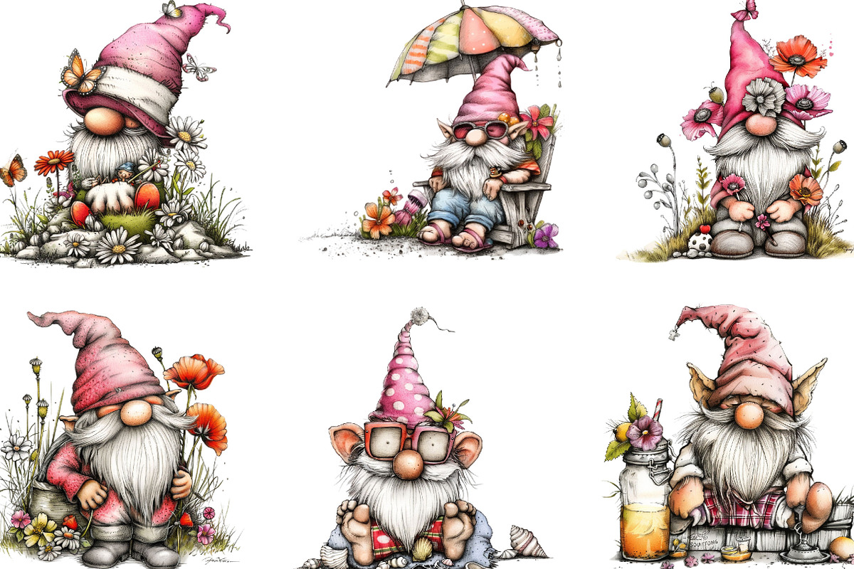 Scandi Summer Gnomes Clipart, an Illustration by Designking (Photo 3 of 5)
