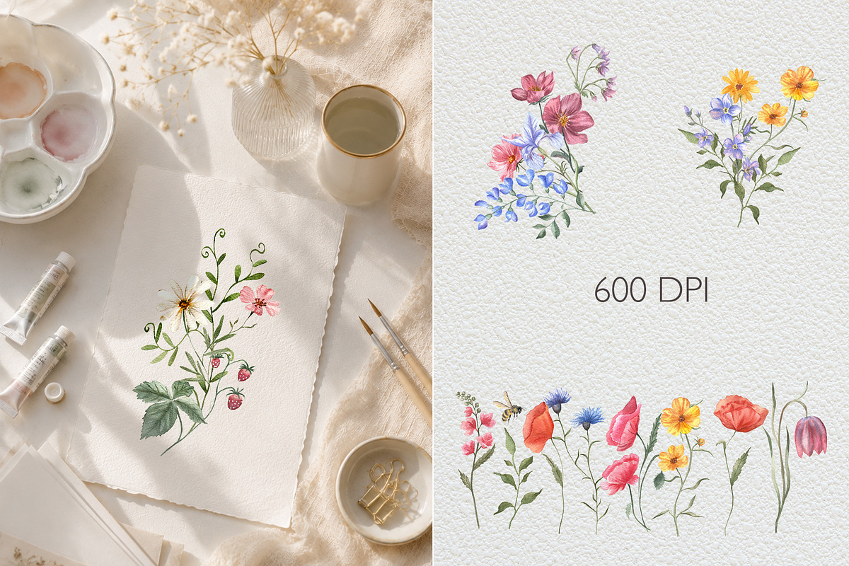 Field of wildflowers, an Object Illustration by ViolettaKh (Photo 9 of 12)