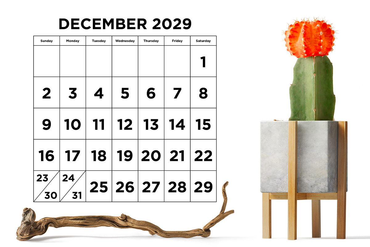 2029 Large Number 8.5x11 Calendar, a Stationery Template by Running With Foxes (Photo 5 of 5)
