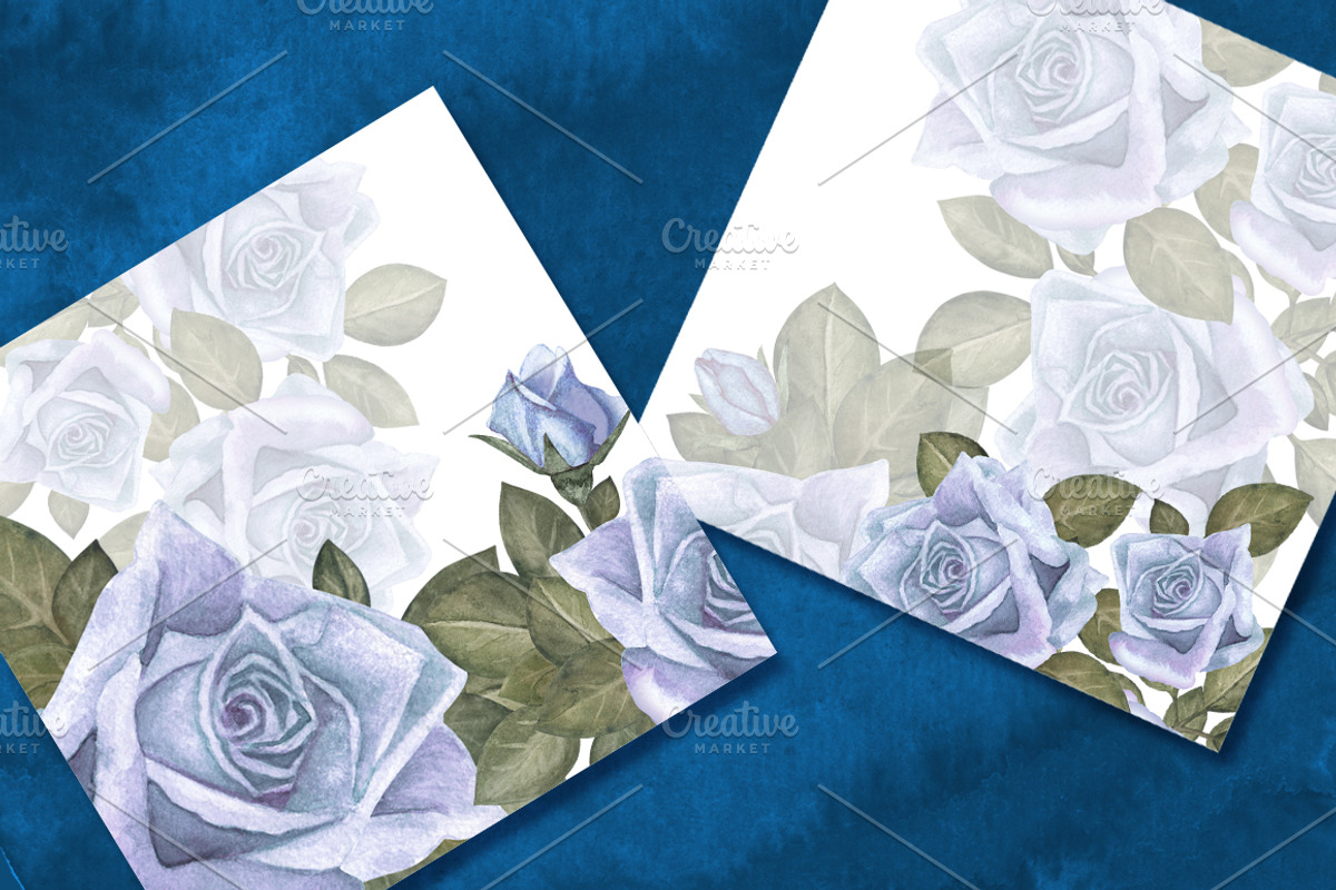 Watercolor blue roses flowers, a Decorative Illustration by Color_Brush (Photo 4 of 5)