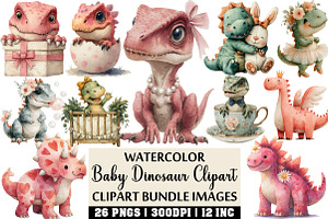 Baby Dinosaur Clipart Bundle, an Illustration by Craft Nest