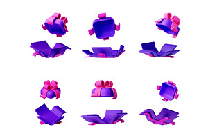 Purple 3d gift box with pink ribbon, an Object Illustration by Abscent
