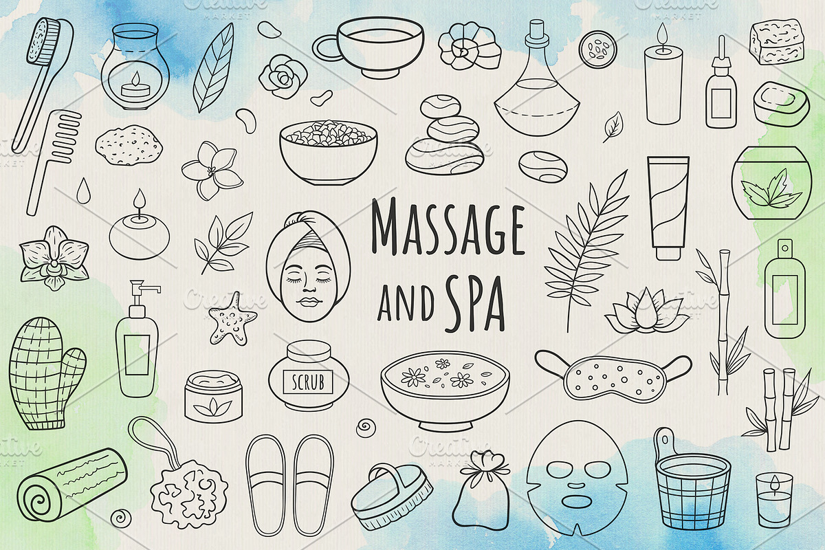 SPA and Massage Doodle Design Kit, a Healthcare Illustration by Artspace (Photo 1 of 5)