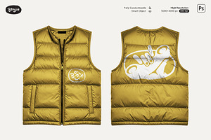 Boxy Puffer Vest Mockup