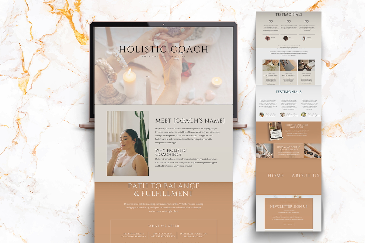 HOLISTIC COACH NEUTRAL WEBSITE CANVA, a Branding & Logo Template by Daring Digies (Photo 3 of 6)
