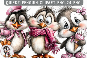Quirky Penguin Clipart PNG, an Illustration by Libby Wishes