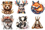 Boho Woodland Animals Watercolor Cli, an Illustration by Watercolor design (Thumbnail 4 of 4)