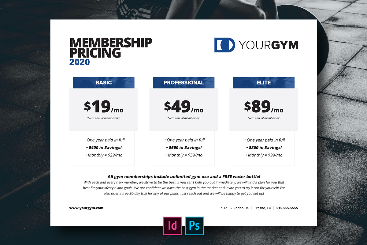 Private Gym Pricing Template, a Flyer Template by Prixel Creative