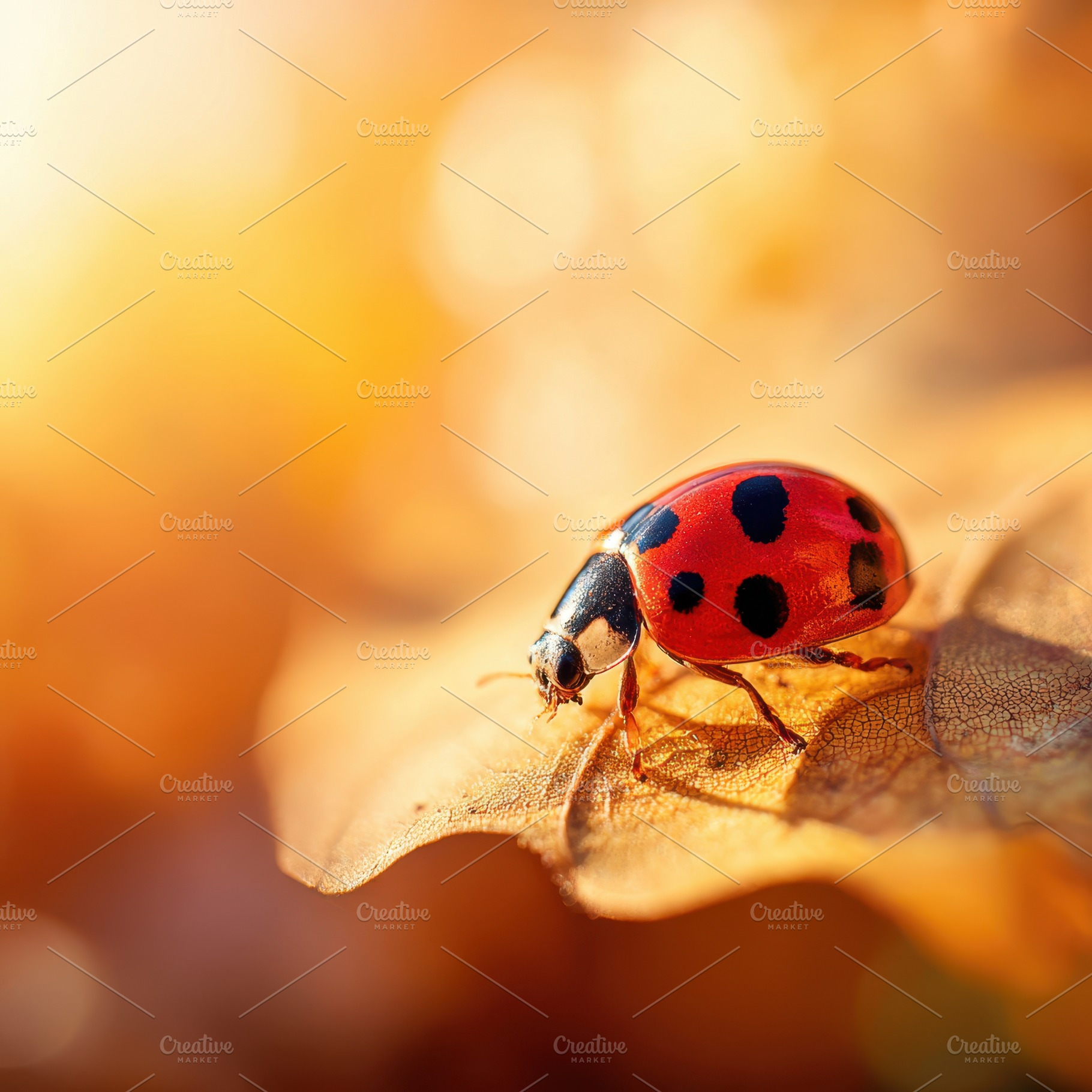 Close-up of a ladybug on a green leaf, an Animal Photo by AlyaAnd