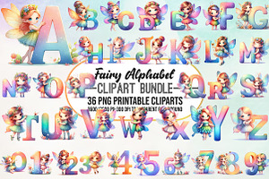 Cute Fairy Alphabet Clipart PNG, a Work Illustration by Craft Nest