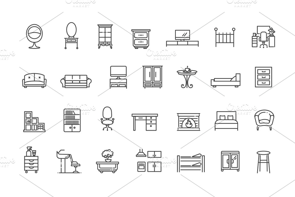Furniture Vector Icons, an Outline Icon by Tettygreen (Photo 2 of 2)