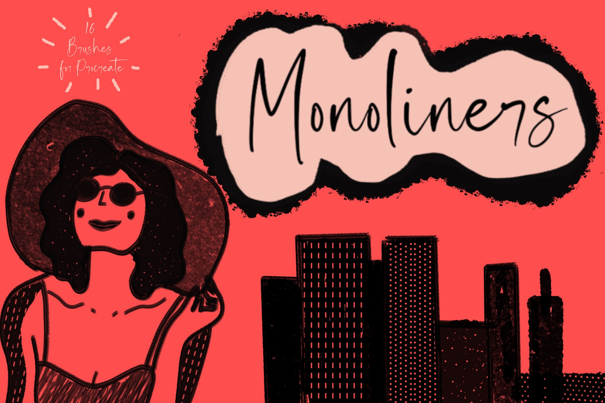 Monoliner Brushes for Procreate, a Brush Add-On by KJP Designs (Photo 1 of 10)