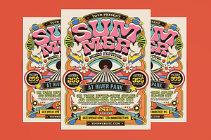 Retro 70's Summer Music Festival, a Flyer Template by Muhamad Iqbal hidayat