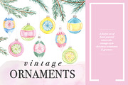 Vintage Watercolor Ornaments, a Decorative Illustration by Instinct Design Co (Thumbnail 1 of 3)