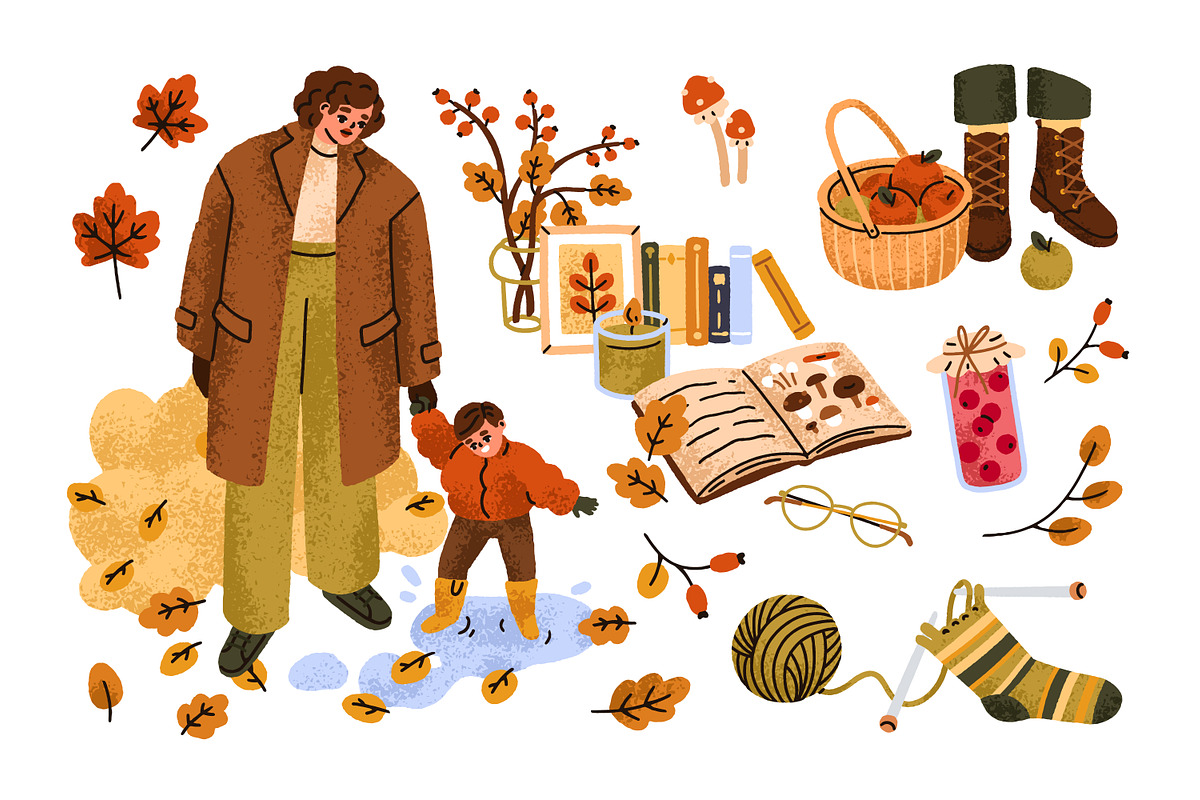 Cozy autumn mood. Hygge fall set, a Seasonal Illustration by Good Studio (Photo 3 of 6)