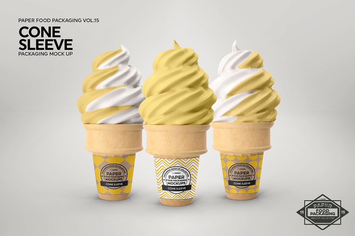 Soft Serve Cone Sleeve Mockup, a Packaging Mockup by INCDesign (Photo 6 of 8)