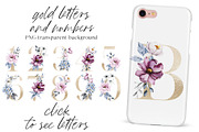 SALE! Watercolor pink & blue flowers, an Illustration by Larisa Maslova (Thumbnail 6 of 11)