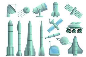 Space Research Technology Icons Set