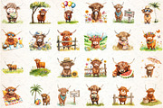 Summer Highland cow clipart Set, an Illustration by DreamCafeArt (Thumbnail 3 of 5)